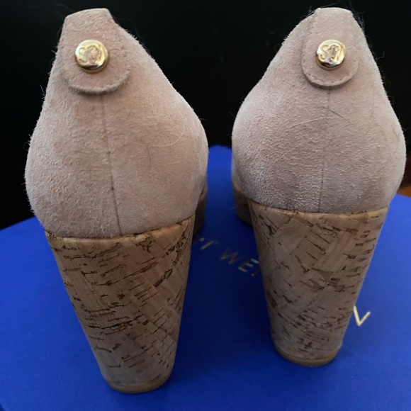 Stuart Weitzman 8 M York Corkswoon tan suede wedge shoes - Picture 5 of 6